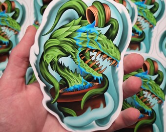 Succulent Creature Sticker, Plant Sticker, Cactus Monster, Laminated Vinyl, Waterproof Hydro Flask, Water Bottle Decal, Laptop Cover Sticker