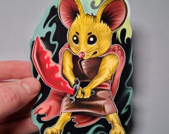 Mouse Sticker- Medieval Art-Drawing-Water Bottle Decal-Fairytale Inspired Handmade Stickers-Sword-Created By Ethan Shafer Stone