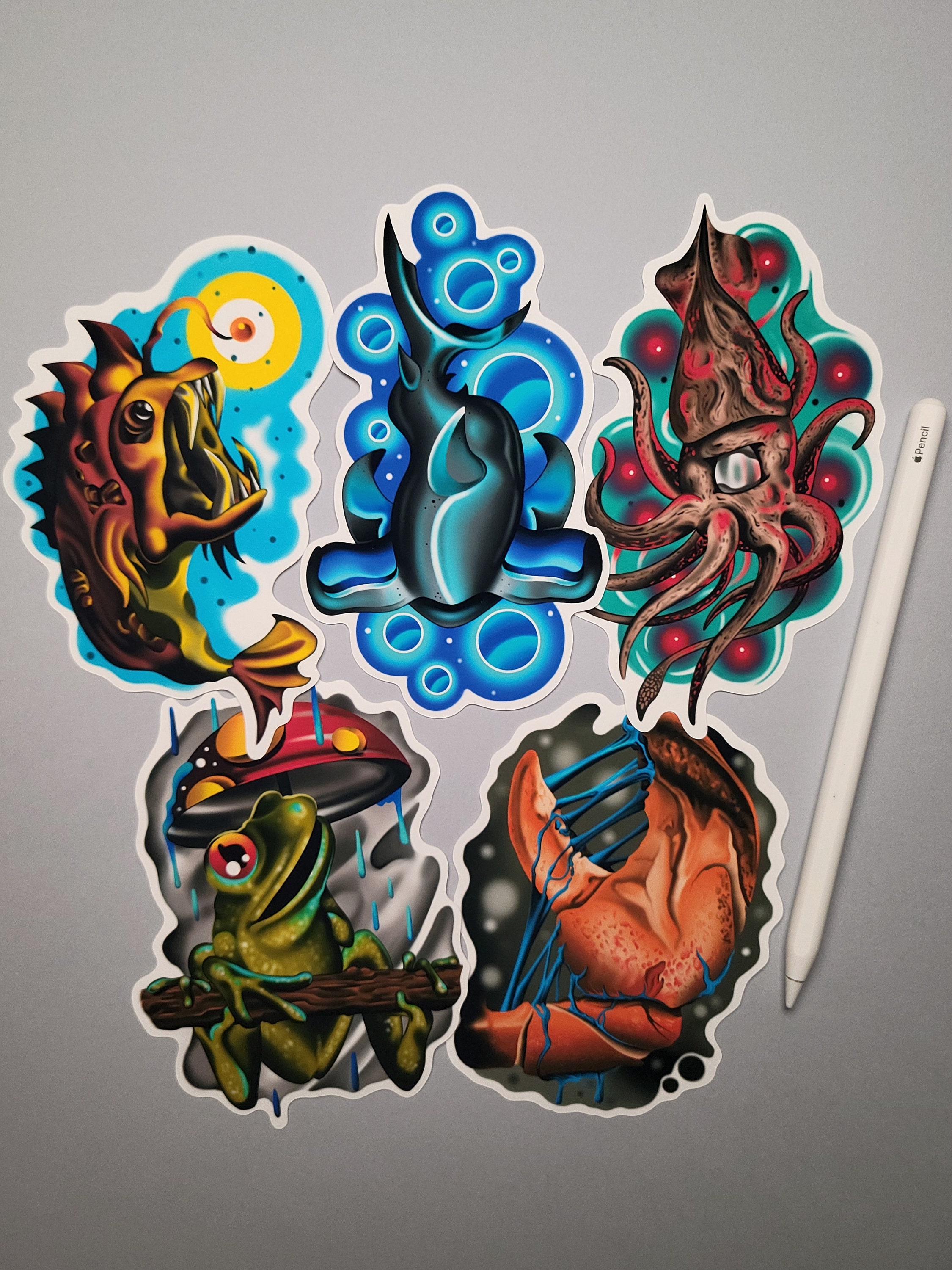 Transaqua Sticker Aquatic Sticker Set, Water Resistant Vinyl, Hydro Flask Water Bottle ...