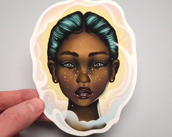 Winter Queen Sticker, Water Resistant Vinyl, Hydro Flask Water Bottle Decal, Laptop Cover Sticker, Digital Woman Illustration, Art