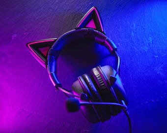 Headpiece Ohren Kopfhörer Schmuck Zubehör Accessoire Katzenohren Kitty Ears Gaming Cosplay Streamer Cat Ears
