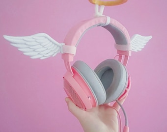 Engel Flügel Heiligenschein für headset 3D gedruckt Gaming Zubehör Kopfhörer Deko Cosplay