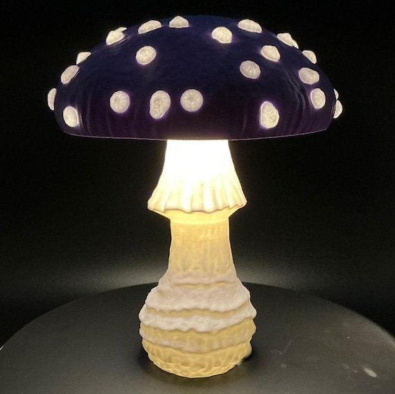 Fliegenpilz Lampe 3D-gedruckte Pilz Nachttischlampe Amanita Muscaria PLA Pilz-Design LED Warmweiß