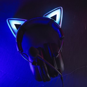 Auriculares RGB Ohren Kopfhörer Schmuck LED Zubehör Accessoire Katzenohren Kitty Ears Gaming Cosplay Streamer Cat Ears
