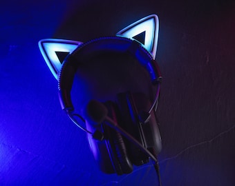 Headpiece RGB Kopfhörer Schmuck LED Zubehör Accessoire Katzenohren Kitty Ears Gaming Cosplay Streamer Cat Ears