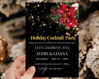 Adult Holiday Cocktail Party Invitation,Editable Cocktail Party Invitation Template,Christmas Cocktail Party,Cocktail Invite,Digital Invite