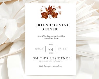 Friendsgiving Invitation Template,Editable Friendsgiving Dinner Invitation,Editable Thanksgiving Template,Modern Thanksgiving,Digital Invite