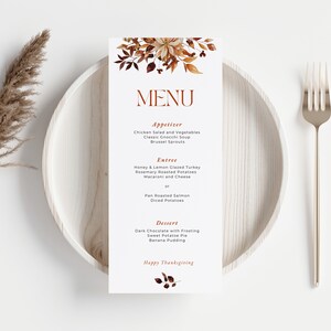 Thanksgiving Menu Template,Editable Thanksgiving Menu,Fall Autumn Menu,Modern Thanksgiving Menu,Minimalist Thanksgiving Menu,Printable Menu image 5