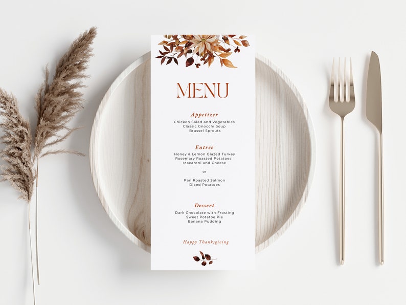 Thanksgiving Menu Template,Editable Thanksgiving Menu,Fall Autumn Menu,Modern Thanksgiving Menu,Minimalist Thanksgiving Menu,Printable Menu image 5