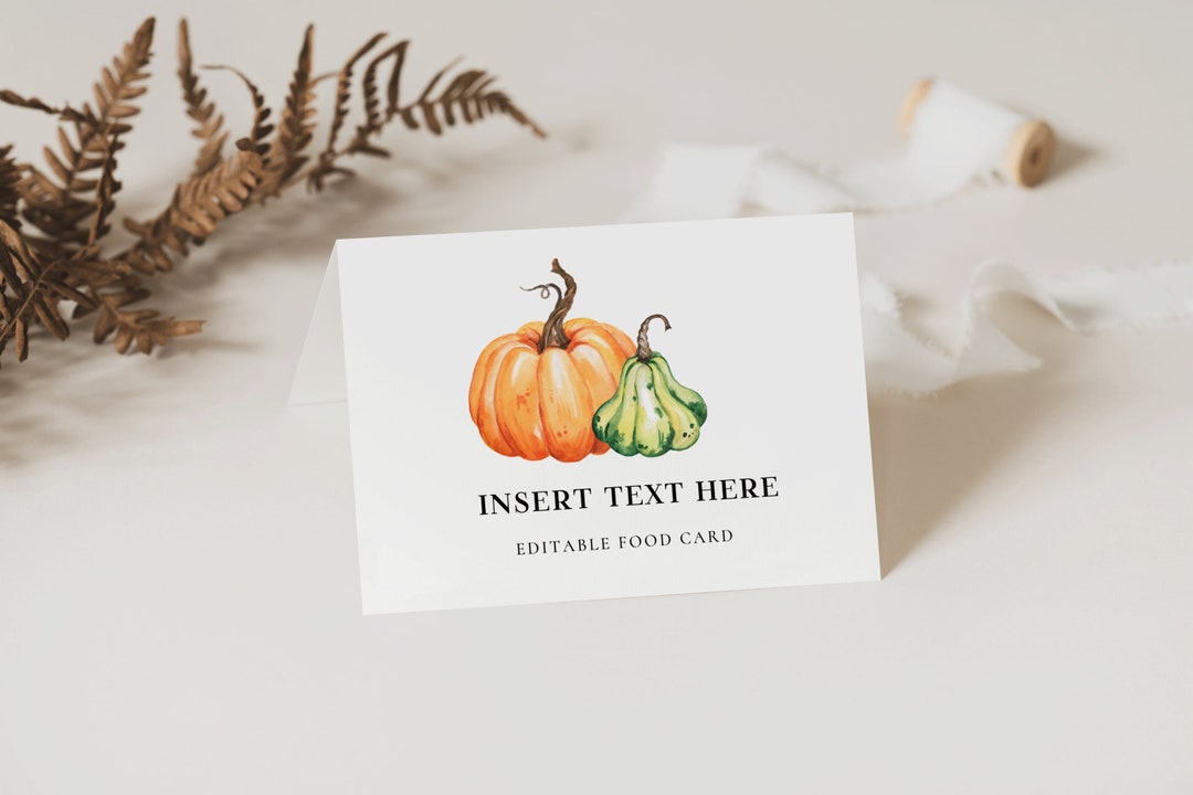 Editable Thanksgiving Place Card,pumpkin Place Cards Template ...