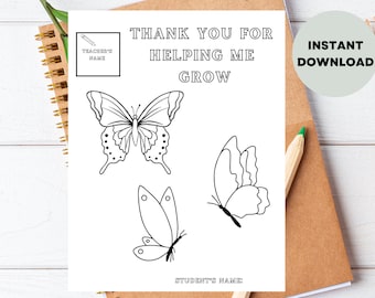 Teacher Appreciation Week Printable,Teacher Survey,Thank You For Helping Me Grow Coloring Page,Teacher Coloring Page,Thank You Teachers