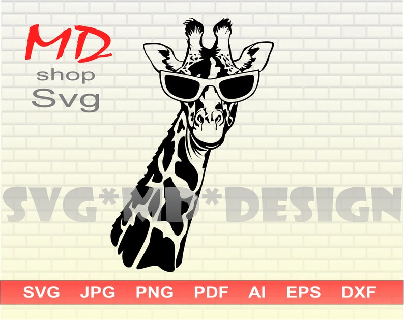 Giraffe With Glasses SVG Giraffe Silhouette Digital Files - Etsy