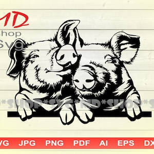 Happy Pigs, SVG for Cricut, DXF Files for Plasma, Happy Pigs CNC, Vinyl Cut, Farm Life Clipart