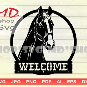 Horse Welcome Sign, Horse Files for CNC, Horse Vinyl Cut, DXF Files for Plasma