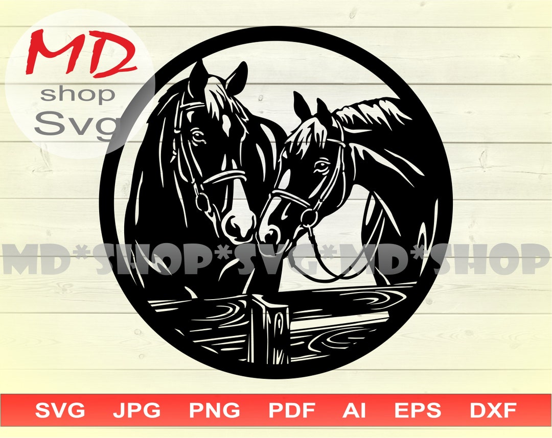 Two Horses Svg, Horses DXF Files for Plasma, Horse Files for CNC