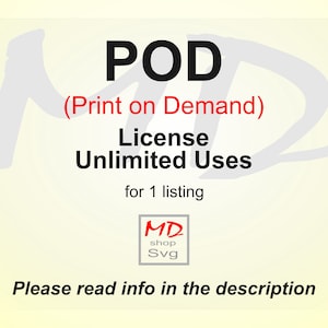 PoD (Print on Demand) Lizenz für einen Artikel von MDshopSvg für eine Person (unbegrenzte Verwendung)