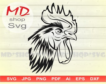 Rooster SVG, Rooster Files for Cricut, Rooster Silhouette DXF, Farm Life png
