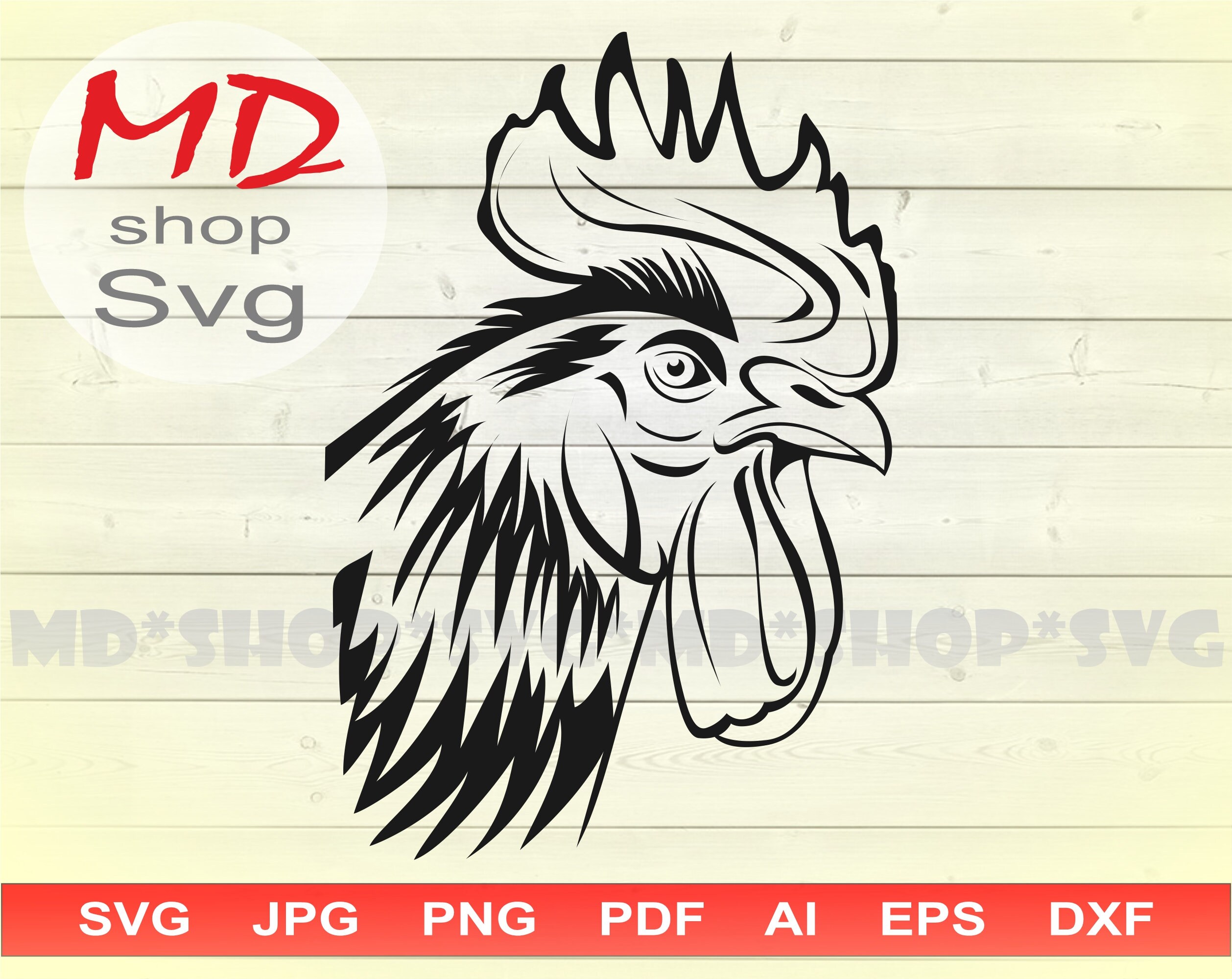 Roster Ranch Dxf File Rooster SVG, Rooster Files for Cricut, Rooster Silhouette DXF, Farm ...