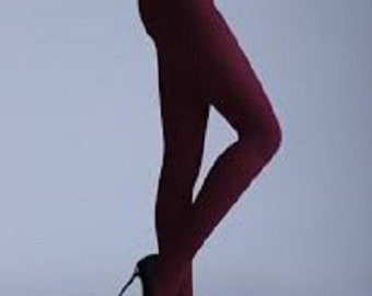 Giulia Ukraine Samba 40 Opaque Fashion Tights in Wine, Burgundy-