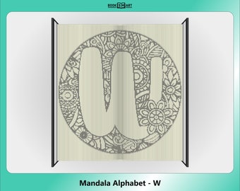 Mandala Alphabet - W • Ausschneiden und Falten Buch Muster • Sofortiger Download PDF Datei (Anleitung enthalten)