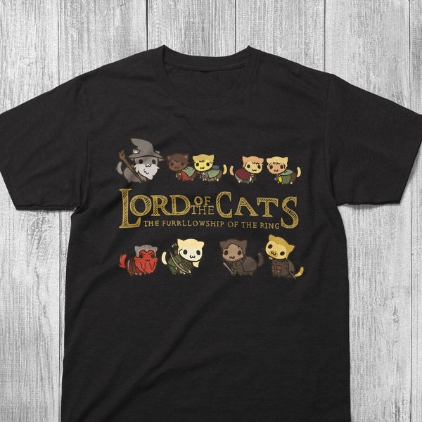 T-shirt Lord Of The Cats, un cadeau parfait pour les fans de bagues, les chats, les chatons et les amoureux des animaux.