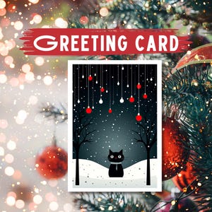 Black Cat Christmas Card: Midnight Mischief Holiday Greeting