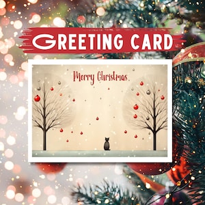 Orange Cat Christmas Card: Winter Holiday Greeting