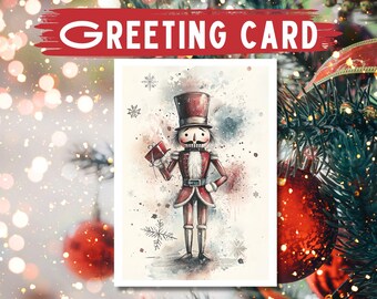 Whimsical Nutcracker Holiday Card: Festive Watercolor Illustration