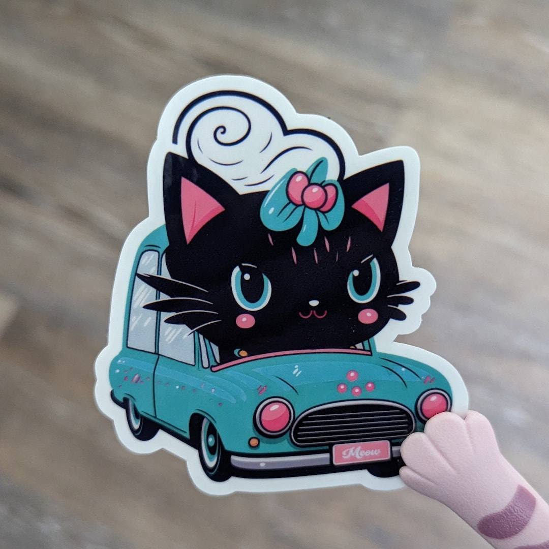 50's Diner Cat Sticker Book Sticker Black Cat Sticker Etsy