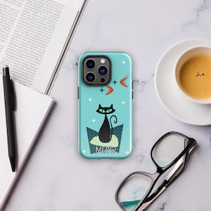 Atomic Cat iPhone Case: Retro Mid-Century Modern Design