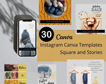Christmas Canva Instagram Templates - Grey Gold Social Media Template - Christmas Templates - Blogger - Coach - Business