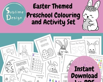 Printable Easter Worksheets for Kids, Easter Printable, Easter Colouring Pages, Preschool worksheets, Digital Download 1 PDF File