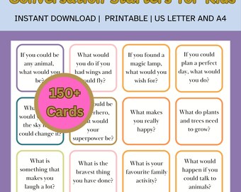 Conversation Starter Cards for Kids for communication, confidence, critical thinking, connection and bonding through interactive prompts