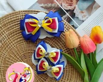 Sailor moon hair bow | Girl hair clip | Sailor moon bow | Toddler bow | Disney Princess inspired hair bow | Japanese cartoon | costume bow