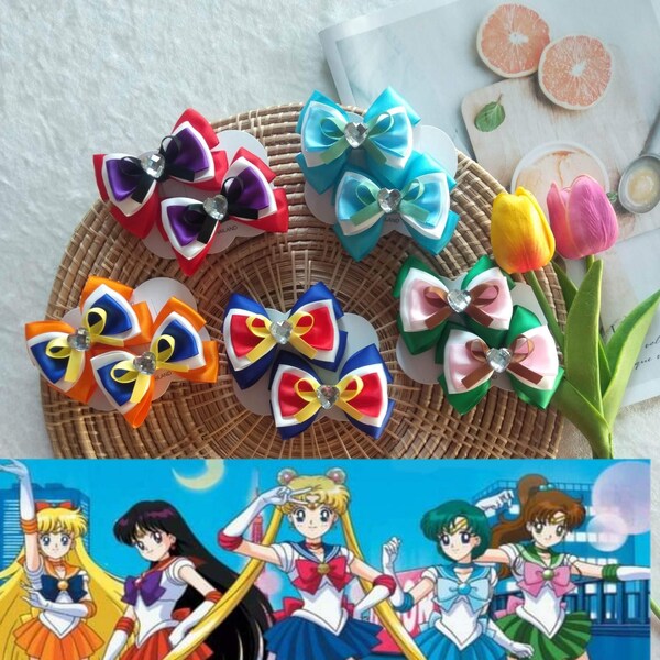 Sailor moon hair bow | Girl hair clip | Sailor moon bow | Toddler bow | Disney Princess inspired hair bow | Japanese cartoon | costume bow