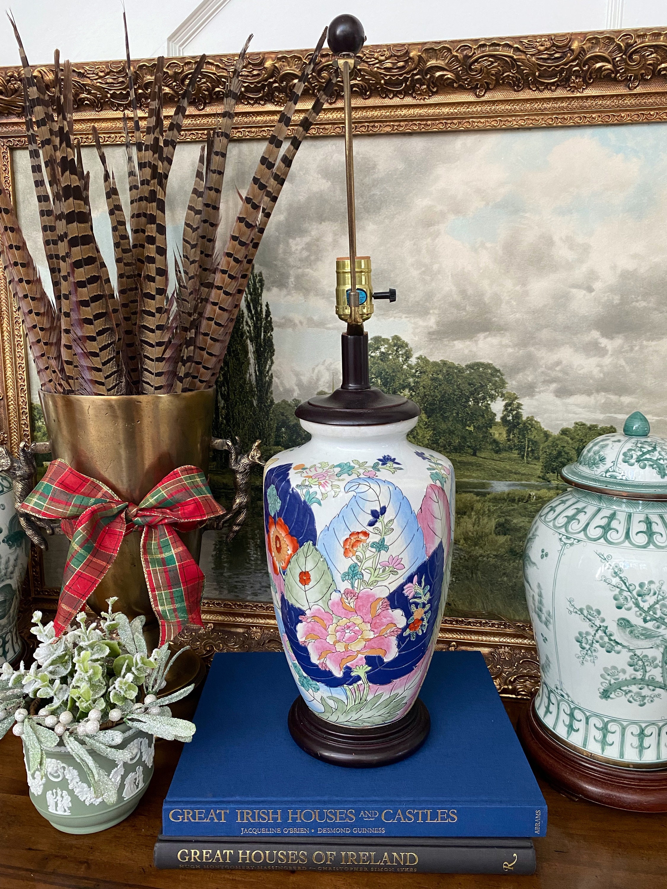 tobacco leaf ginger jar lamp Vintage Chinese Asian Table 1970's for Sale in Lincoln, CA Mottahedeh. Rescuing a Painted Tobacco Leaf