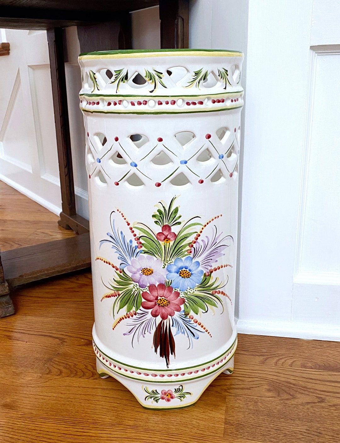 Stunning Hand Painted Umbrella Stand Made in Portugal Etsy