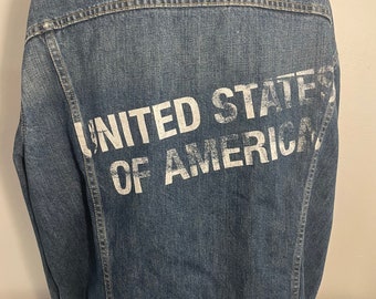 Vintage Levis United States of America Jean Jacket Flag - Etsy