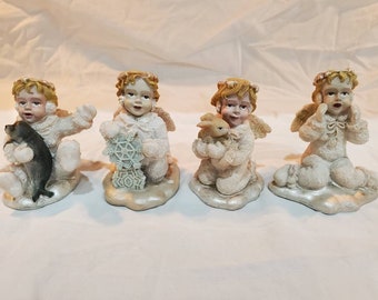 Vintage Snow Angel Cherub Figurines (4)