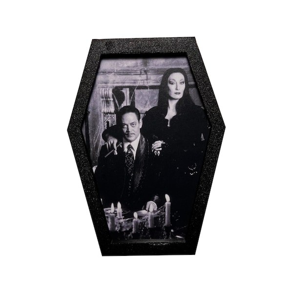 Gomez and  Morticia | Coffin Framed Art | 3D Printed