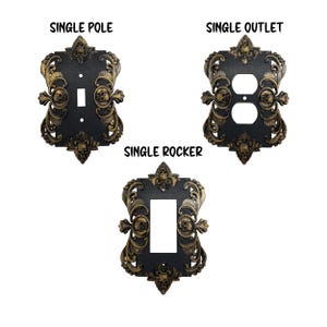 Ornate Skull Wall Plates | Gothic Home Decor | 3d Printed | Single | Gold