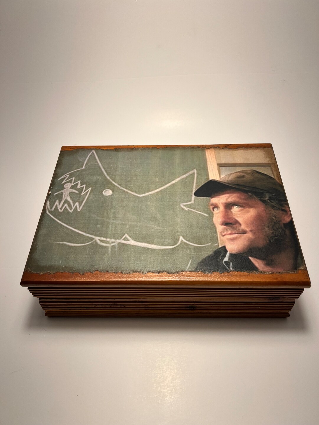 Jaws Quint Chalk Drawing of Shark Eating Someone Decorative Box Etsy
