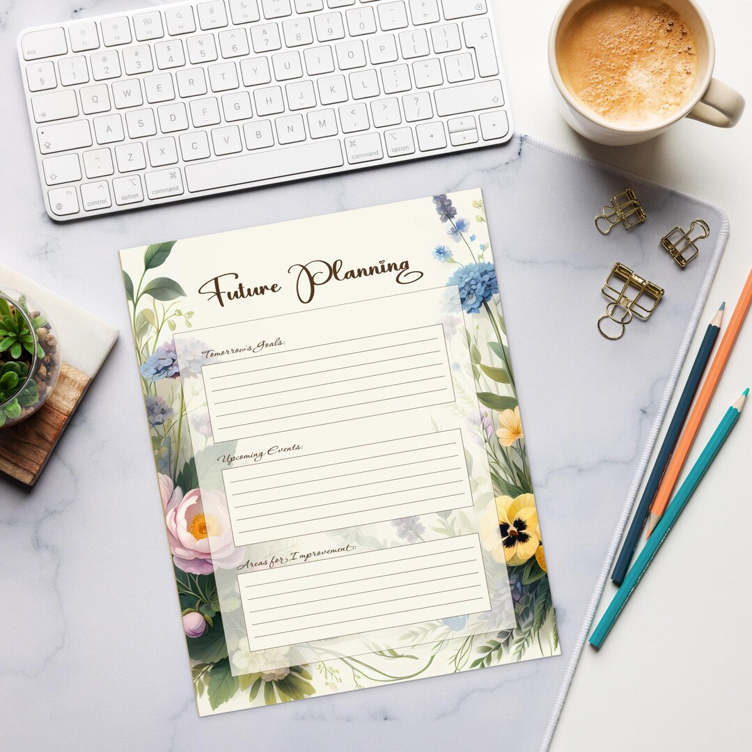 Future Note Layout Flower Border With Future Planning Insights Space for Writing, Notepad ...
