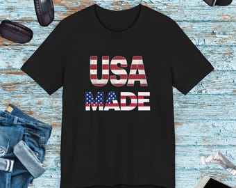 USA Made Patriotic T-Shirt | 4th of July Short Sleeve Tee