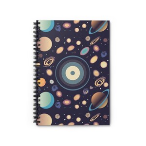 Universe in space with galaxies, stars and planets, Notebook - Ruled Line