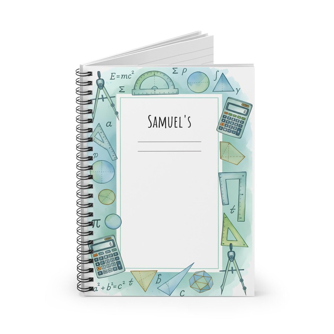 Personalized Math-themed Spiral Notebook - Ruled Journal for Students ...
