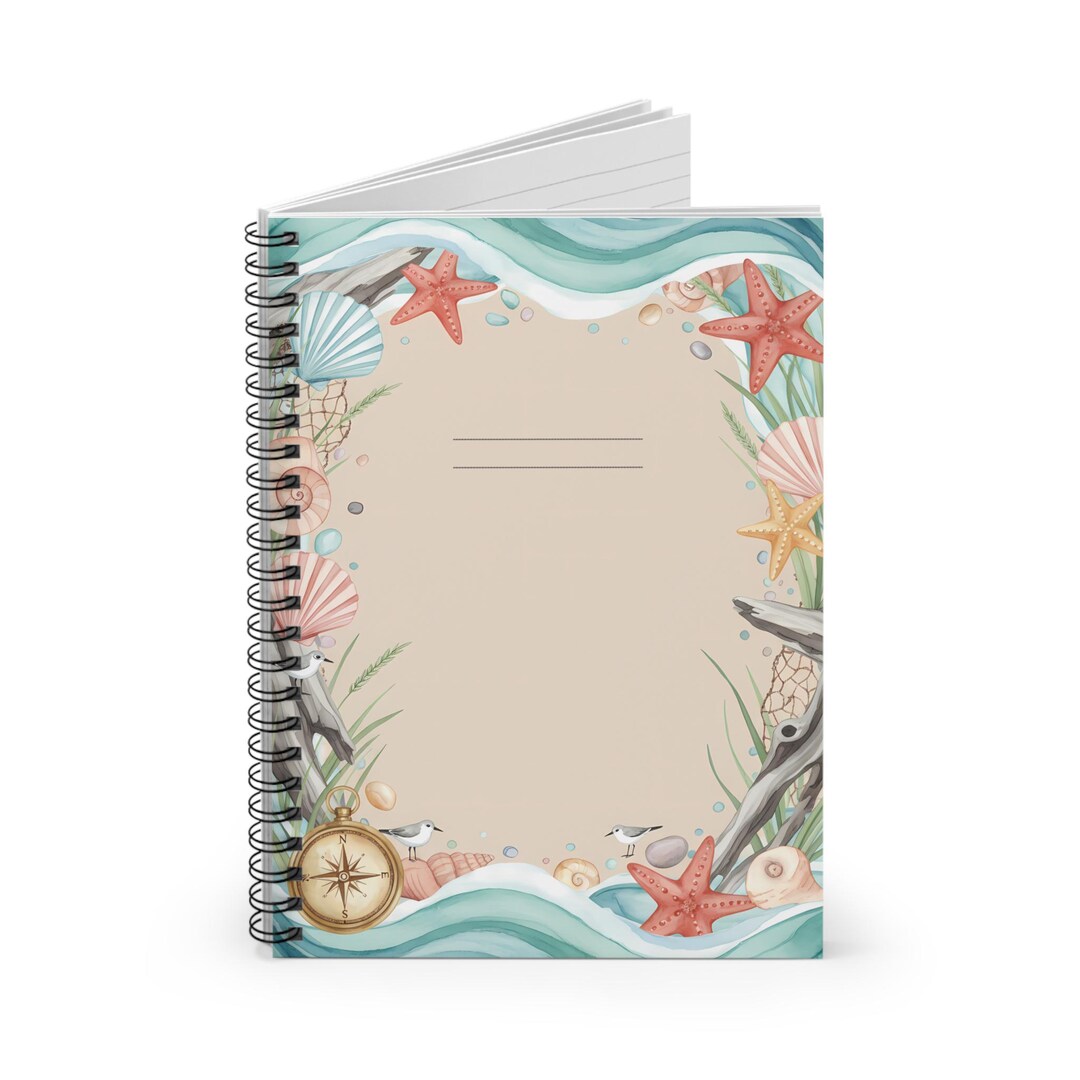 Seaside Shells Spiral Notebook: Beach Themed Ruled Journal (6" X 8") - Etsy