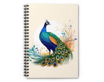 Notatnik spiralny Peacock | Liniowy notatnik do notatek, prezent dla miłośników ptaków