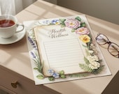 Floral Health Wellness Journal | Daily Fitness Nutrition Mental Health Tracker (Digital Download)