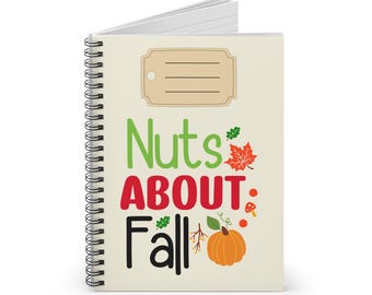Nuts About Fall Spiral Notebook | Autumn Leaves Pumpkin Journal 118 Pages